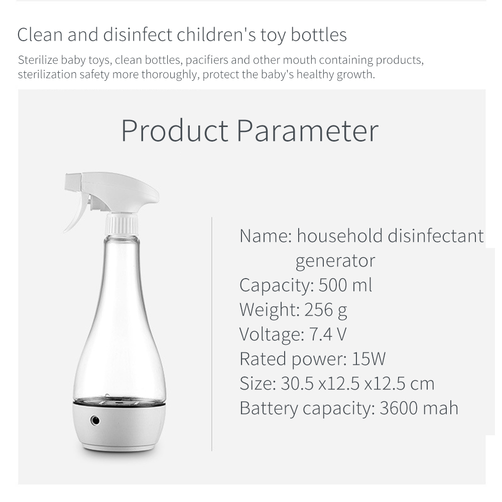 500ML Portable Mini Household Hypochlorous Acid Water Making Machine 84 Electrolytic Water Disinfection Electrolysis Machine