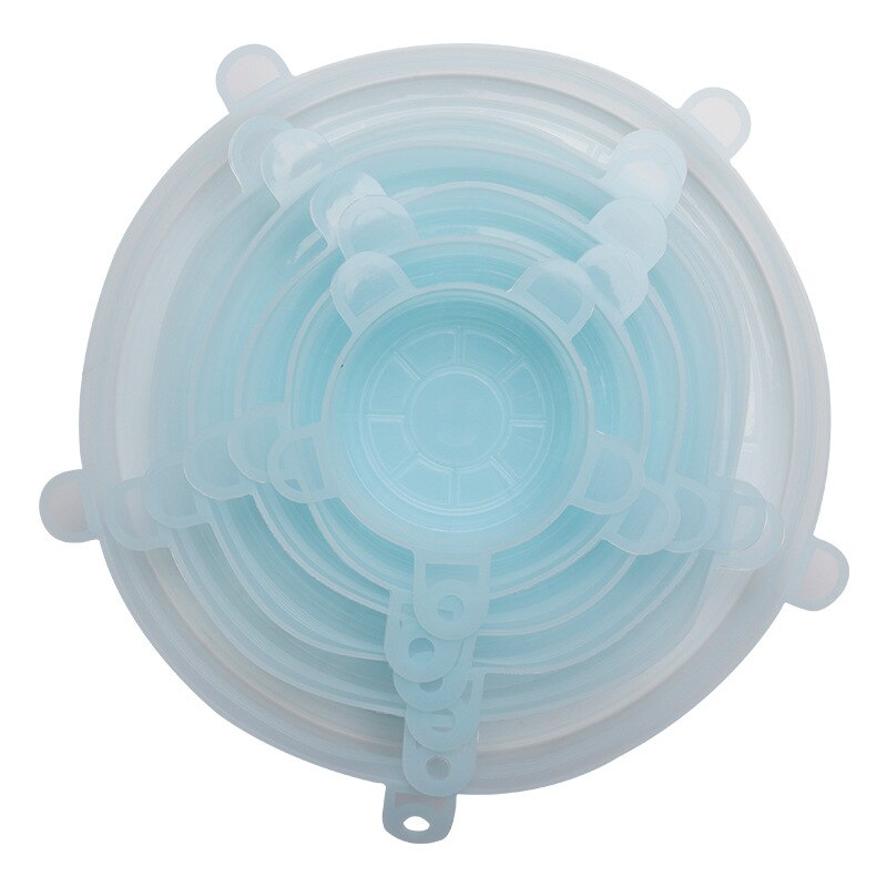 6 Piece Kitchen Retractable Silicone Cover Microwave Oven Cover Universal Food Preservation Refrigerator Cookware Reusable