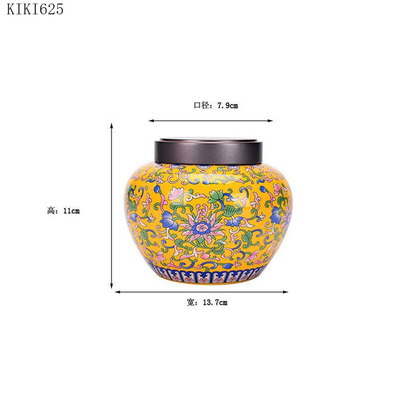 Enamel Color Flower Tea Cans with Alloy Lids Kitchen Sealed Storage Jars Candy Coffee Beans Food Storage Jars Home Decoration