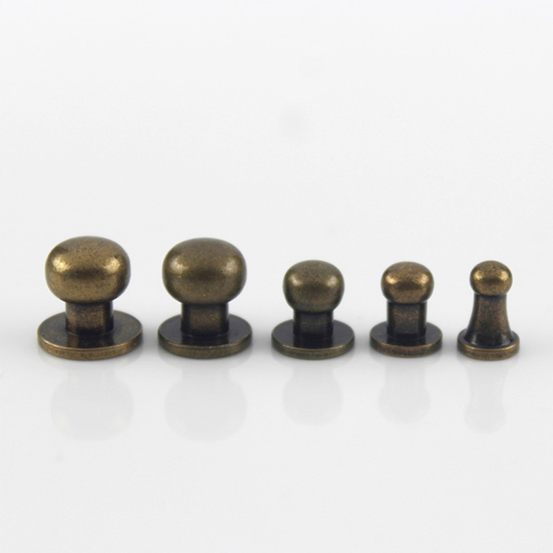 10Sets Multi Maten Massief Messing Riem Zak Schroef Klinknagel Knop Ronde Knop Schroef In Knop Studs Leren Craft Accessoires levert: Bronze / 6x4mm