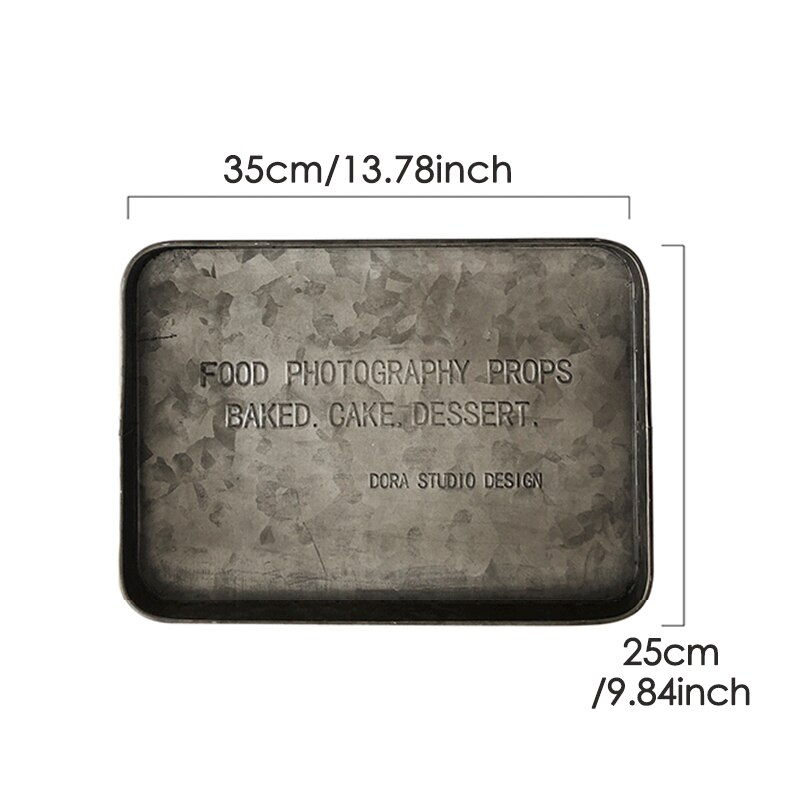 Retro Rechthoek Zink Ijzeren Plaat Dienblad Engels Letters Antiek Dessertbord Taart Brood Decoratieve Pan Fotografie Props