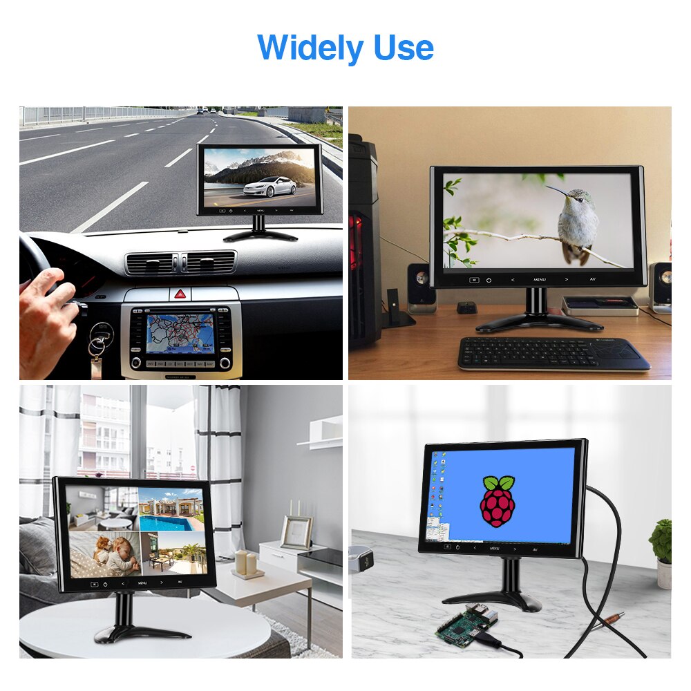 Eyoyo  em07l 7 tommer lcd-skærm 1024 x 600 til bilkontor hjemme sikkerhed hdmi vga av specker med fjernbetjening 12v