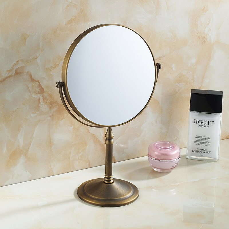 Double Sided 1X/3X Bathroom Magnifying Makeup Mirror Retractable Folding Arm Wall Mounted Dresser Round Mirror Rustic Brass