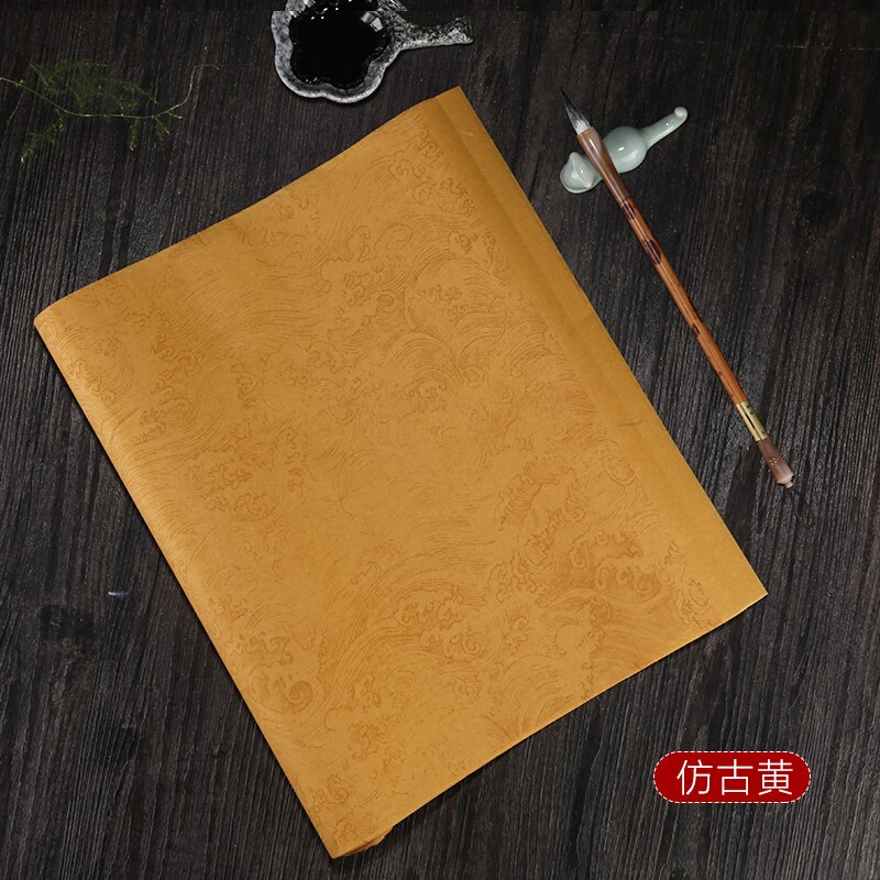 Chinese Xuan Paper Letterhead Half Ripe Batik Calligraphy Waves Pattern Xuan Paper Imitation of Ming and Qing Dynasty Xuan Paper: 27x69cm / B
