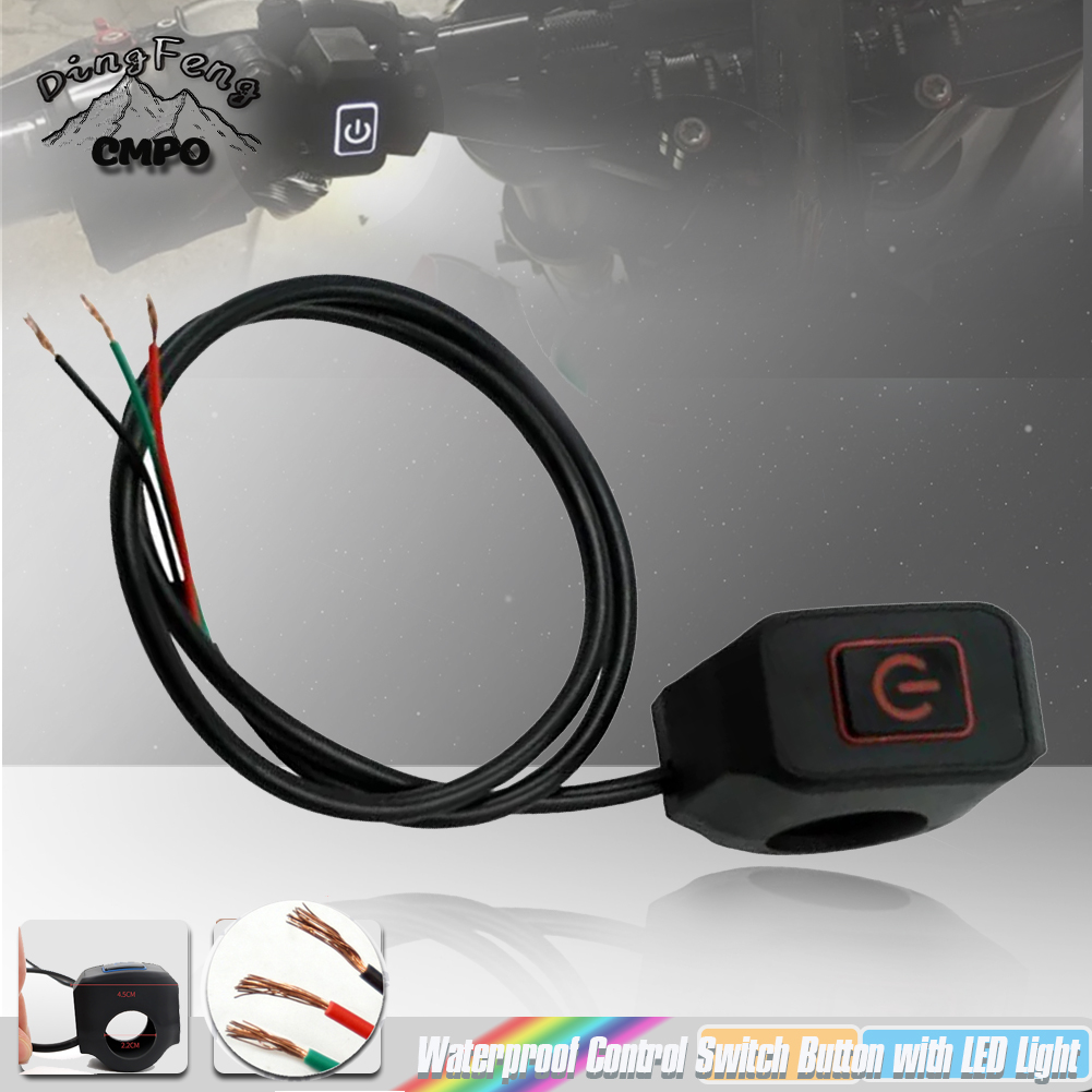 1/2 pièces interrupteur de guidon de moto avec bouton momentané de lumière LED pour électrique Star Kill bouton de commutation de commande étanche 22mm