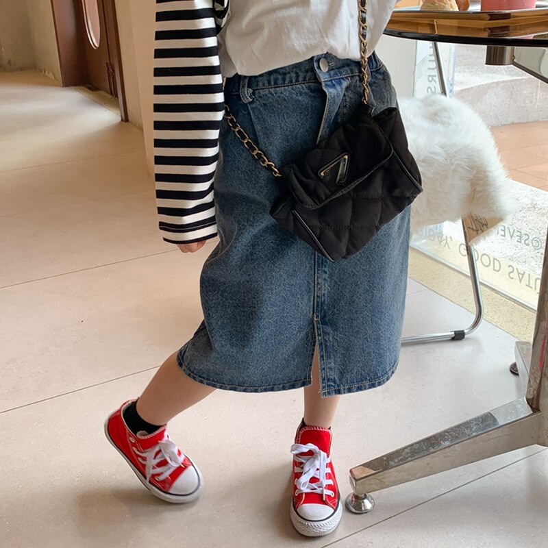 Falda vaquera para niña, falda larga de algodón con corte en A, ropa Vintage para niño de 2 A 8 años, primavera y otoño: blue / 24M (80-90cm)