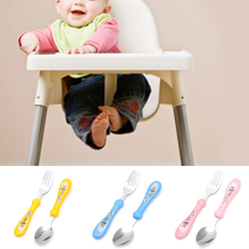 Kids Baby Cartoon Vork En Lepel Set Servies Rvs Vorken + Lepels 97BD