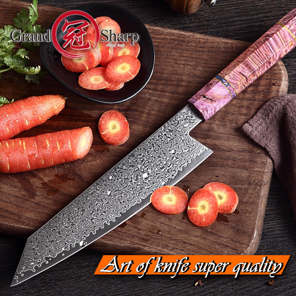 Chef Knife vg10 Damascus Steel Japanese Kitchen Knives Purple Handle Kiritsuke Knife Style cooking Gadgets Home Tools Slice