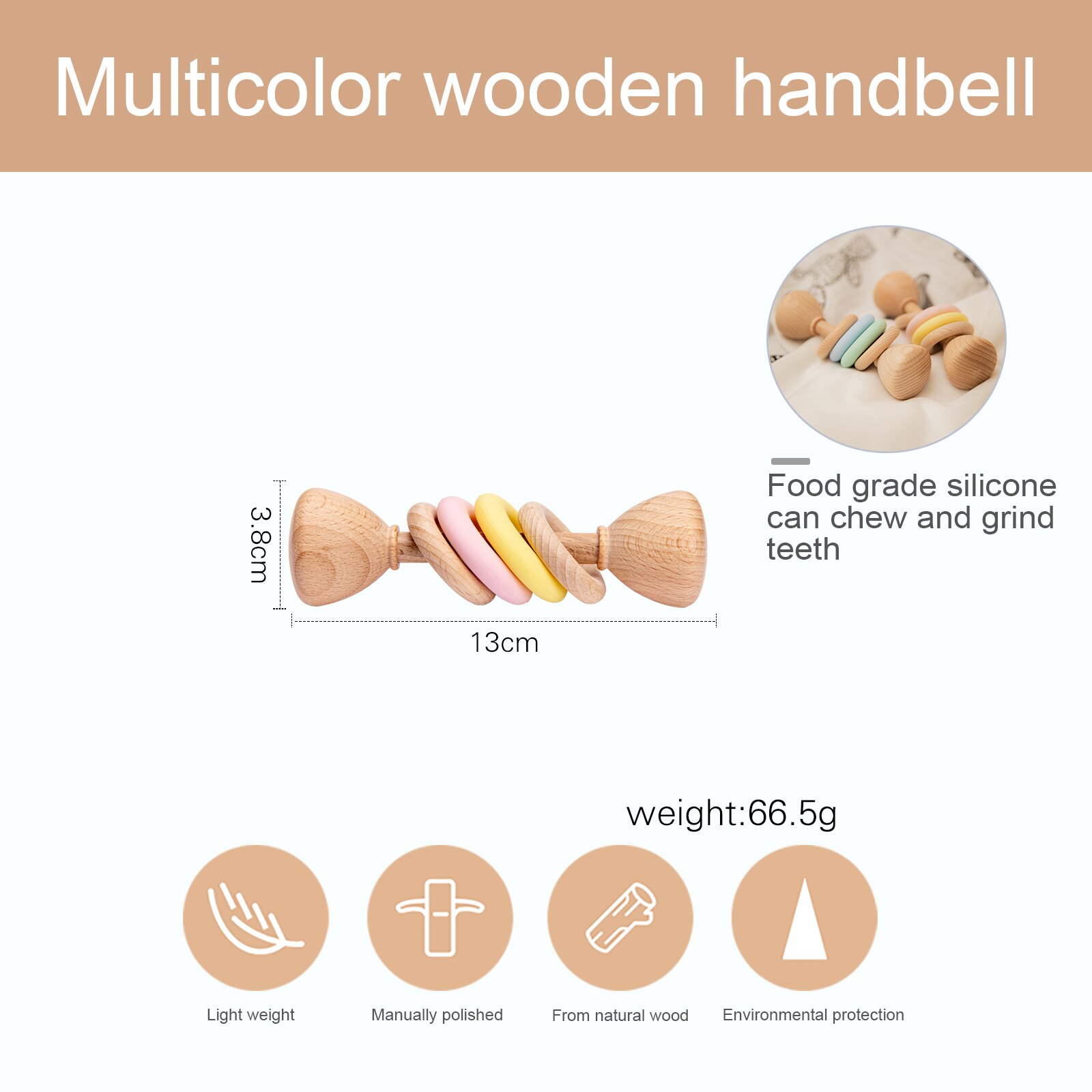 Houten Baby Rammelaars Baby Tandjes Muzikale Chew Play Gym Educatief Speelgoed Voor Kinderen Pasgeboren 0-12 Maanden