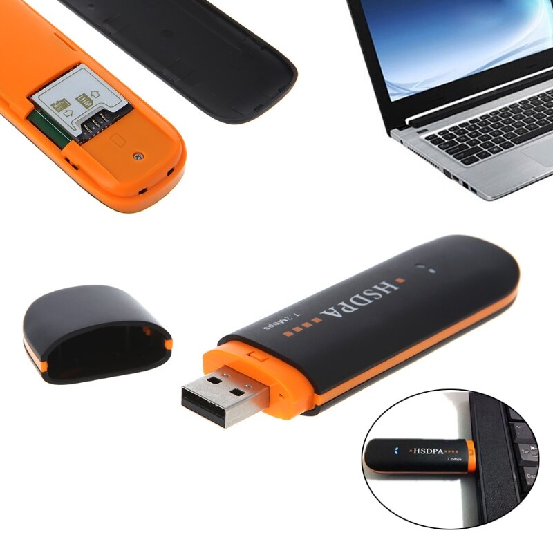 HSDPA USB STICK SIM Modem 7.2 Mbps 3G Oranje Draadloze Netwerk Adapter met TF Sim-kaart