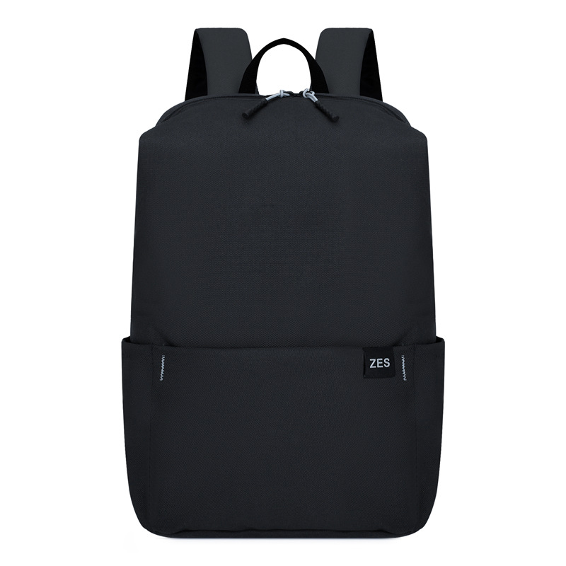 Sac à dos d'été léger et étanche, sac d'école Oxford décontracté avec épaules contrastées: Black 15 Liters