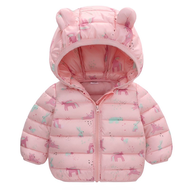 Jongens Meisjes Lichtgewicht Donsjack Baby Capuchon Rits Jassen Herfst Winter Warme Bovenkleding 0-5 Jaar Kinderen Kerst: Roze / 4