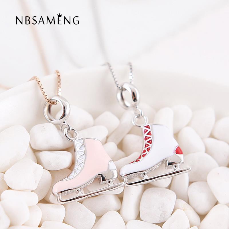 Authentic 100% 925 Sterling Silver Bead Sports Ice Skates Dangle Beads Fit Bracelet & Bangle DIY Women Jewelry