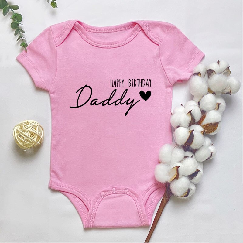 Gelukkige Verjaardag Daddy Letters Print Baby Bodysuit Baby Groeien Voor Baby Peuter Jongens Meisje 100% Katoen Romper Jumpsuit