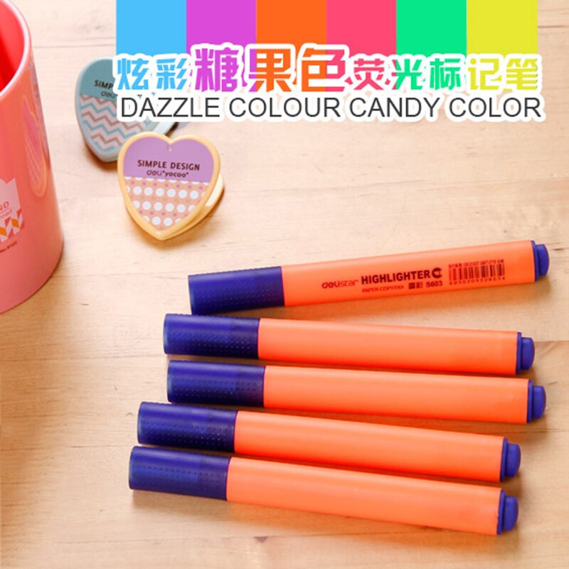 10Pcs Highlighters Fluorescent Markers Pen Triangle Bar Highlighter Pen Painting Draw Album Photo Japanese Stationery