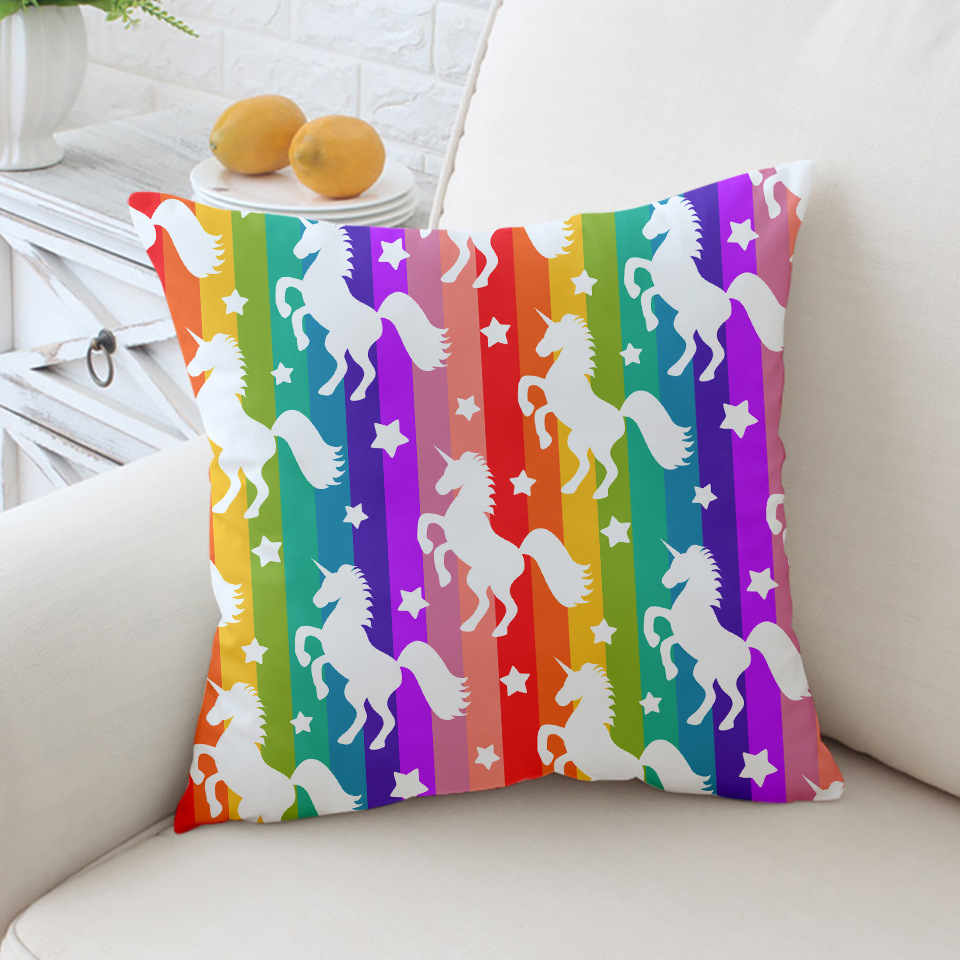 Kussensloop grappige decoratie voor auto eenhoorn serie kleurrijke print kussensloop huis bank kamer decoratie kussenhoes