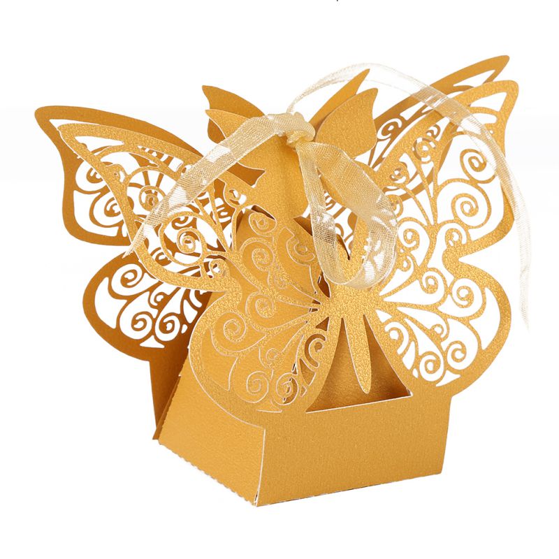 10pcs Hollow Butterfly Candy Boxes Flower Bags Wedding Favors Portable Box Party Favor Decoration