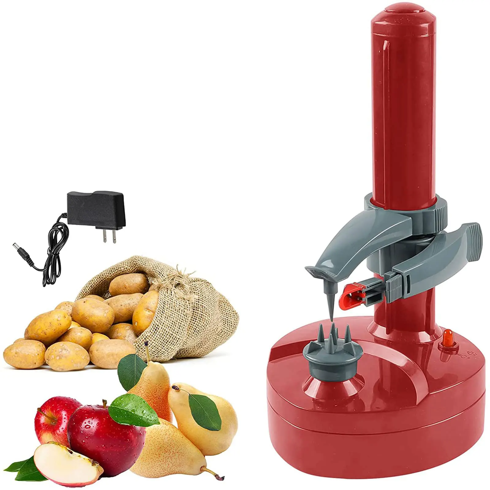 Multifunctional Electric Automatic Peeler Multi-function Fruit and Vegetable Peeling Machine Planing: Red / JP