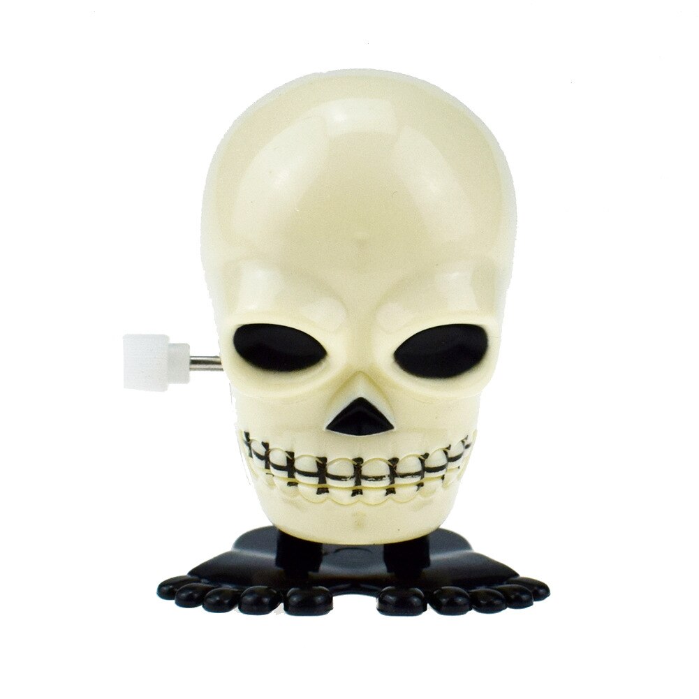 Nieuwigheid grappige opwindbare veeropwindbare witte springende schedel halloween kerstmis klein speelgoed