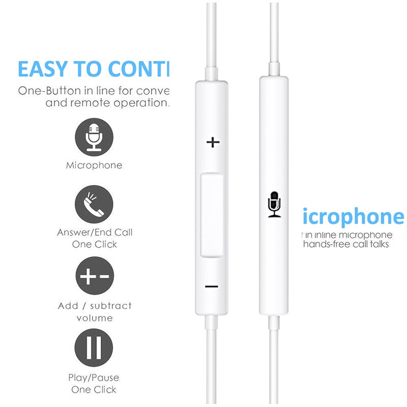 For iPhone 7 earphone Wired 8Pin Lighting earphones with Mic In-ear Handsfree 3.5mm jack Earphones for iPhone 7 8 X XR XS 11