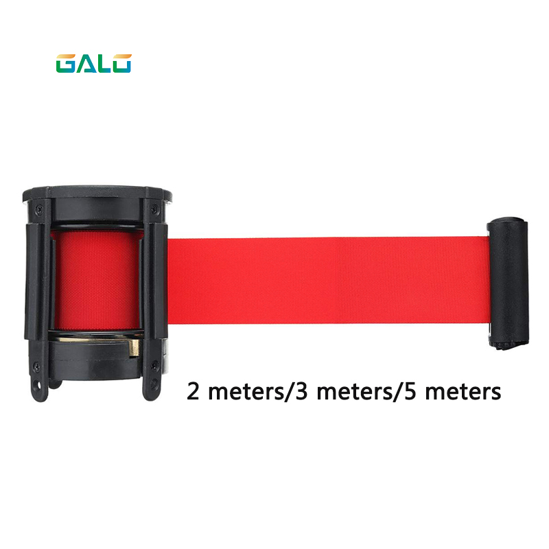 Retractable Ribbon Barrier Sport Outdoor Wall Mount Stanchion Queue Red Belt Stainless Steel Protective Tape 2m 3m 5m