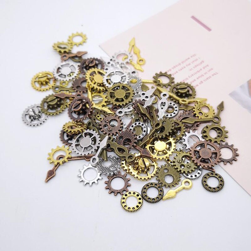 100Pcs/Lot Mixed Gear Cog Vintage Metal Metal Steampunk Pointer Charms Fit Jewelry Pendant Charms Makings