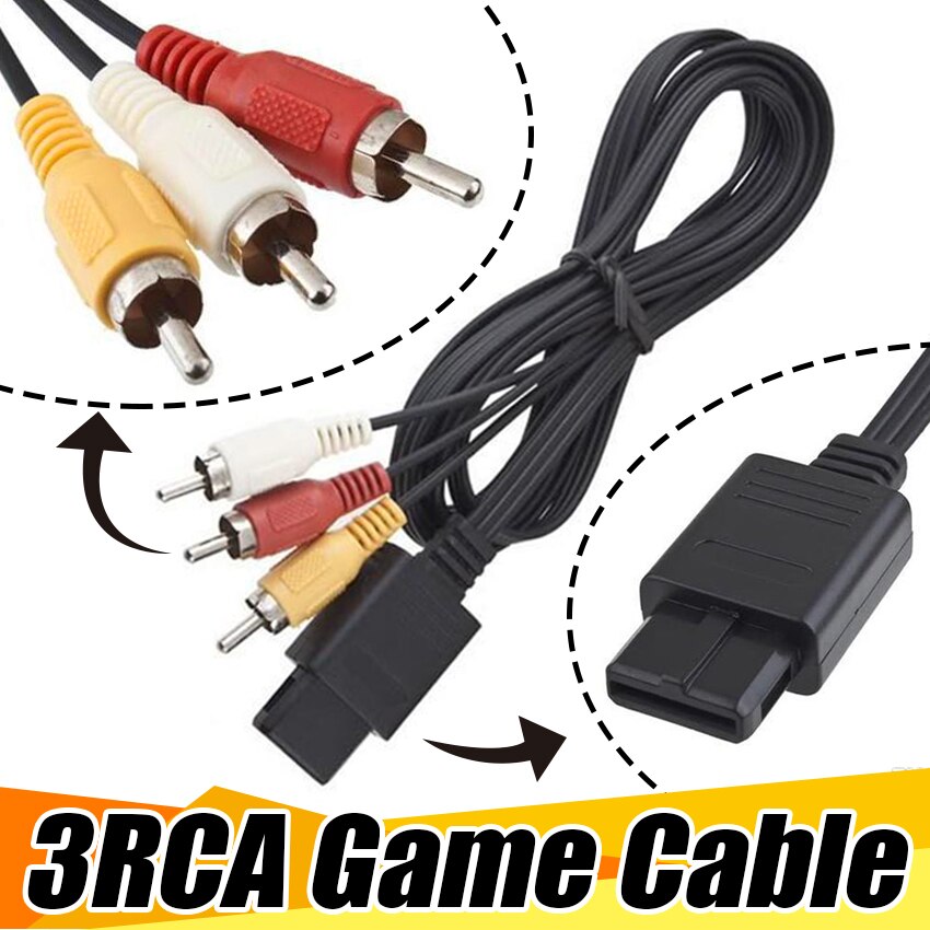 10pcs 1.8M 6FT AV TV RCA Video Cord Cable for Game Cube/for SNES GameCube/for N64 64 Game Cable Lowest Price