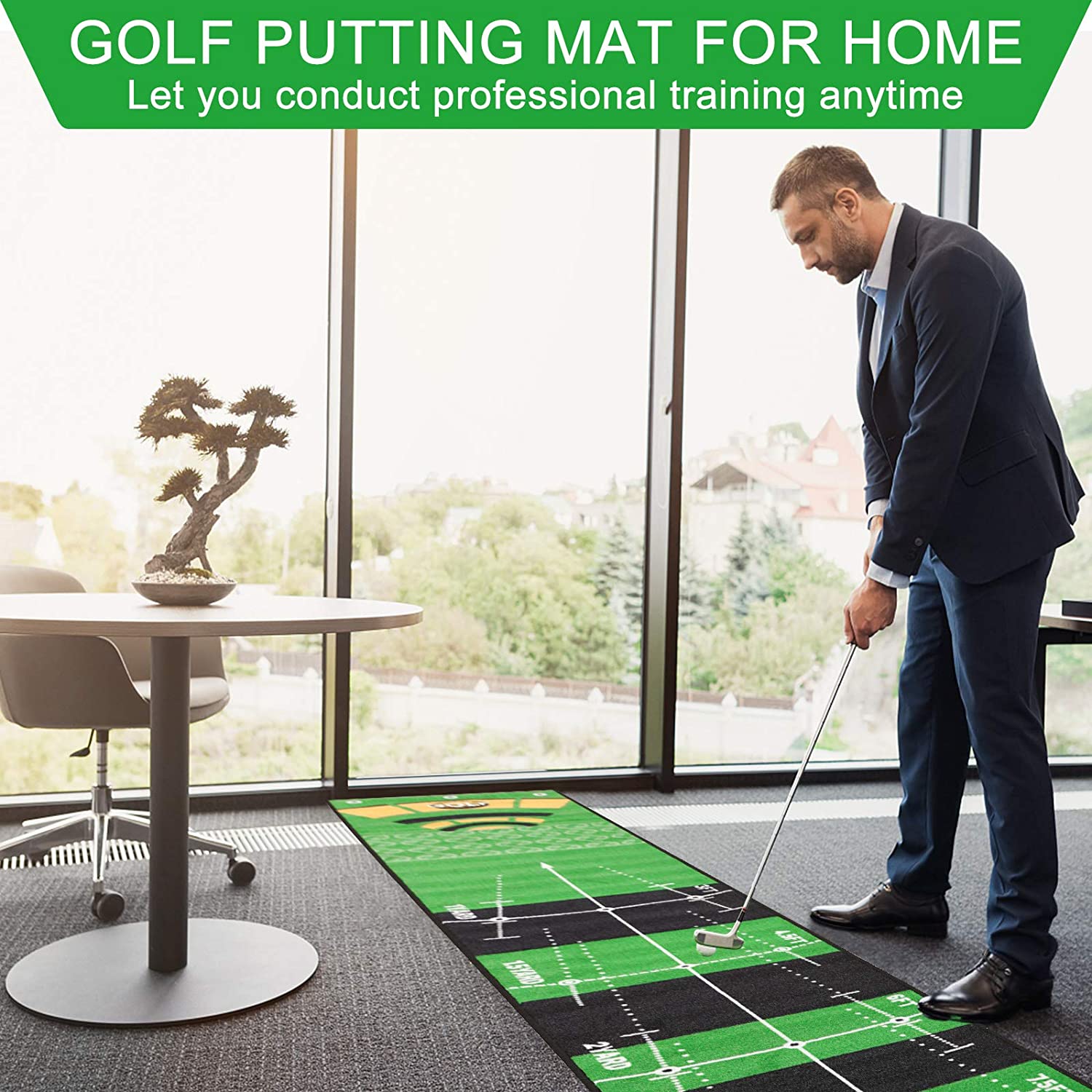 Putting Mats Indoor, Golf Putting Green Mat for Office, Putting Alignment Practice Matt for Home Outdoor