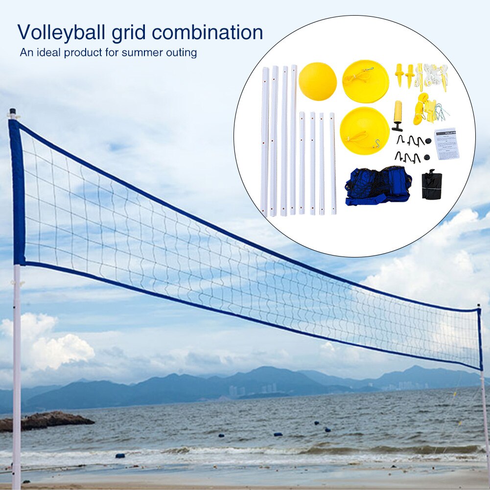 Tennis øvelse volleyball net sæt sommer strand badminton bærbar quickstart justerbar højde foldbar udendørs sports mesh