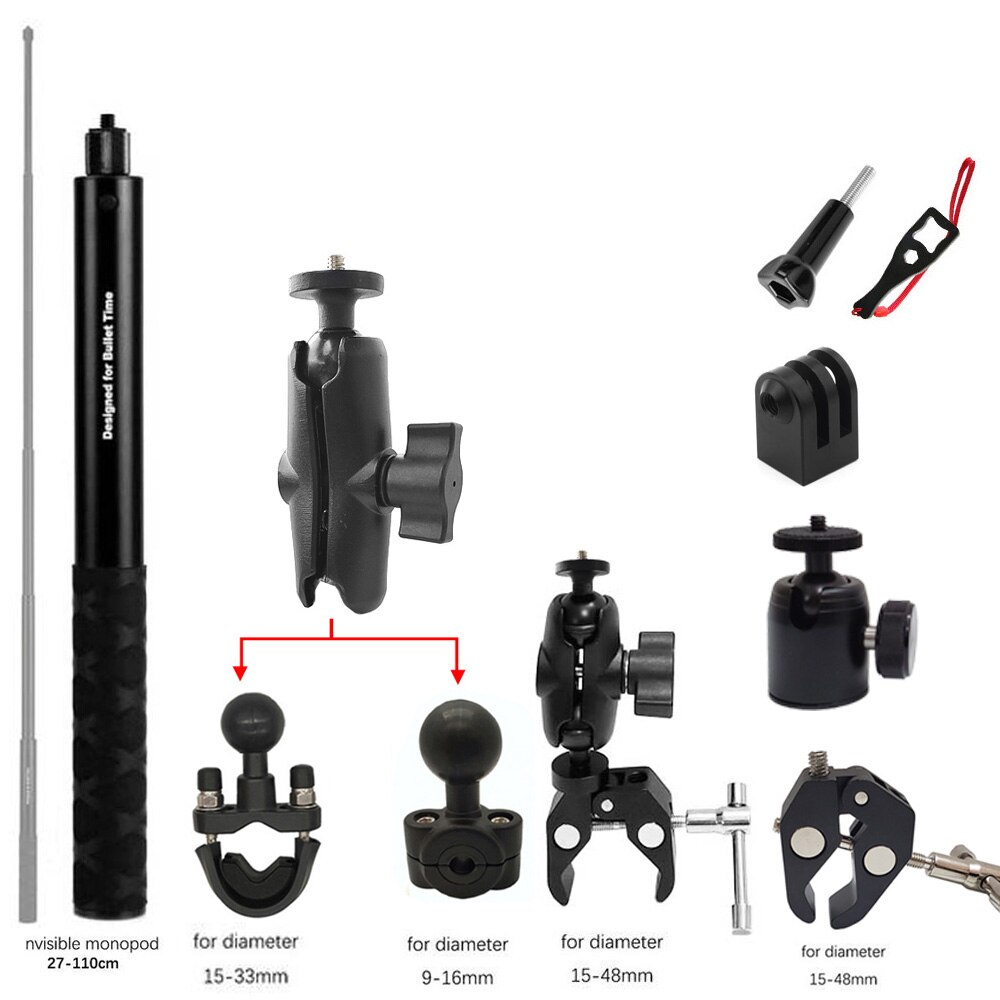 TUYU Motorrad Dritten Person Perspektive Lenker Halterung für GoPro DJI Insta360 Ein R X2 Unsichtbare Selfie Stick Zubehör