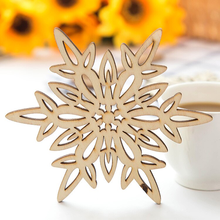 5 unids/set posavasos de madera Cocina Navidad lugar antideslizante estera de mesa decoración para el hogar taza de bebida té café copo de nieve pad
