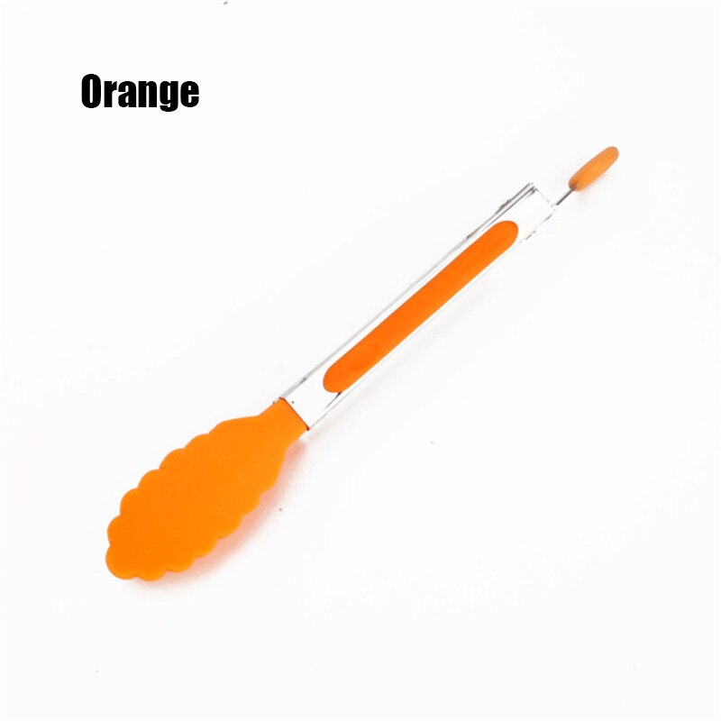 Silicone Voedsel Tong Roestvrijstalen Keuken Grill Keuken Accessoires Antislip Clip Clamp Bbq Salade Gereedschap: Oranje