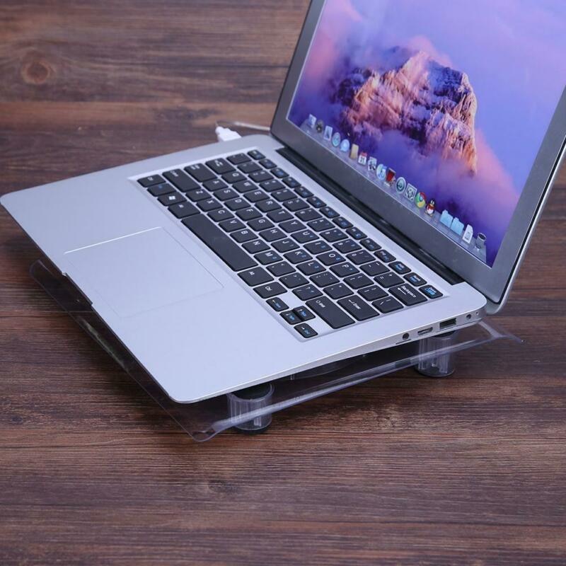 Genomskinlig stor kylfläkt laptop kylare usb led display kylplatta stativ för 15 tum bärbar dator stor kylfläkt