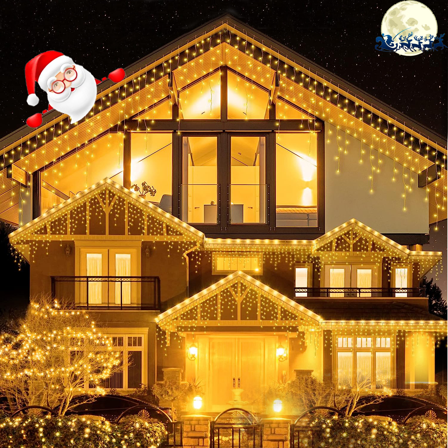Christmas Decoration 8-24M LED Curtain Icicle String Lights Droops 0.6M Garland for Wedding year