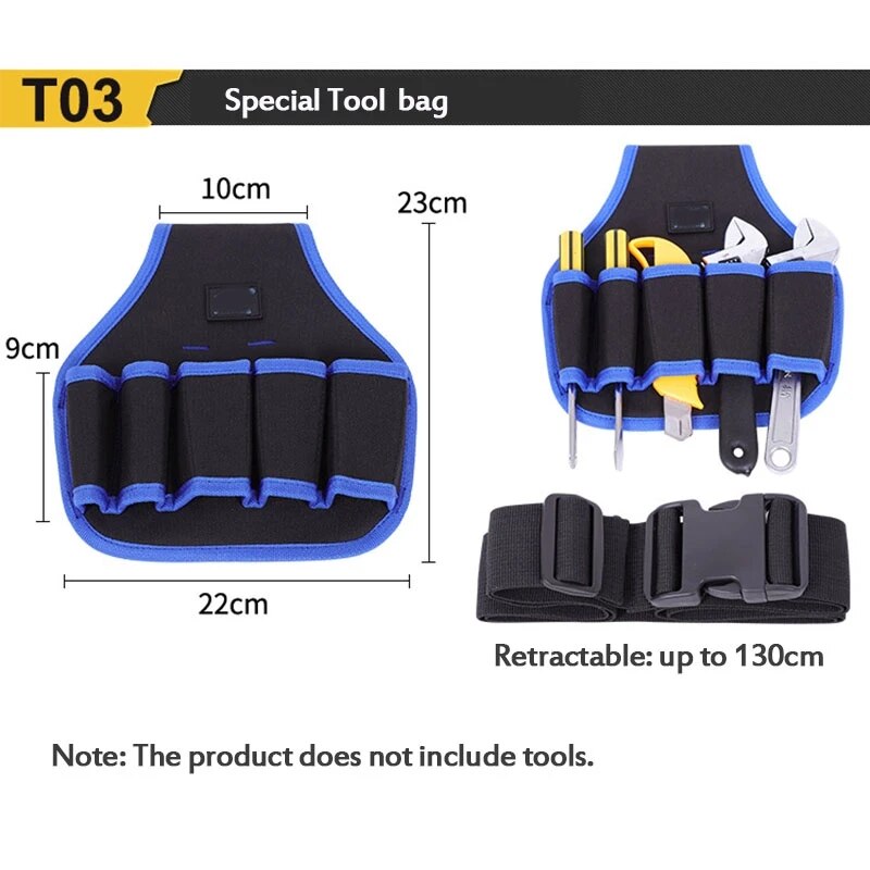 Multi-function Waist Pack Repair Tool Storage Bag Oxford Cloth Hardware Tool Pocket Wrench Pliers Electrician Tool Belt Bag: T03