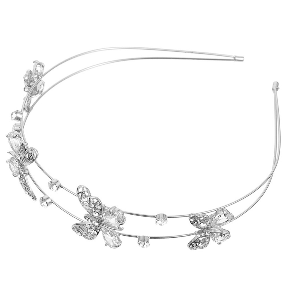 Rhinestone Double Band Hair Hoops Party Rhinestone Headband: Silver