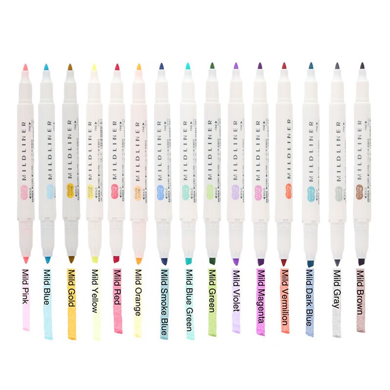 Zèbre Mildliner 5 pièces/ensemble stylos Mildliner surligneur stylo doux liner Double tête stylo Fluorescent dessin stylo papeterie
