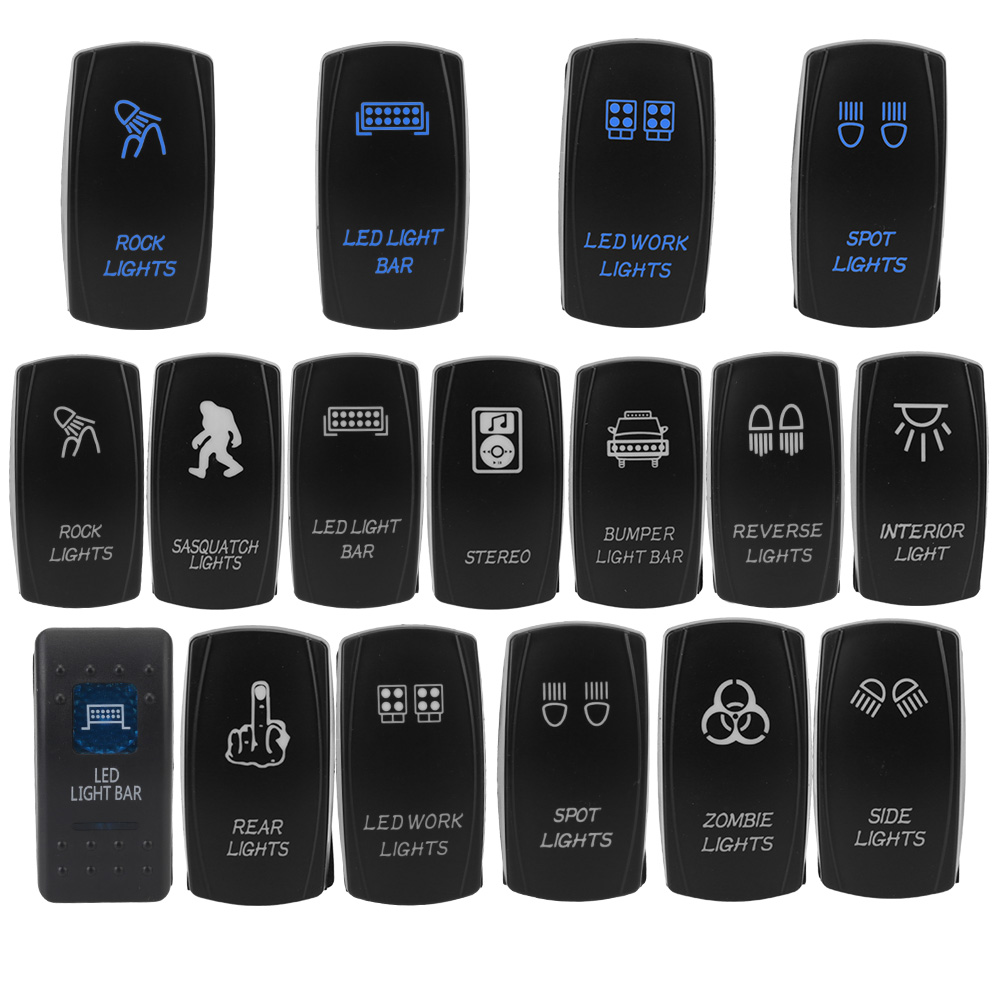 SPST Carling Switch Car Boat Truck Rocker Switch 12V 24V 1pc 5 Pin Marine Switch Waterpoof ON-OFF Blue LED