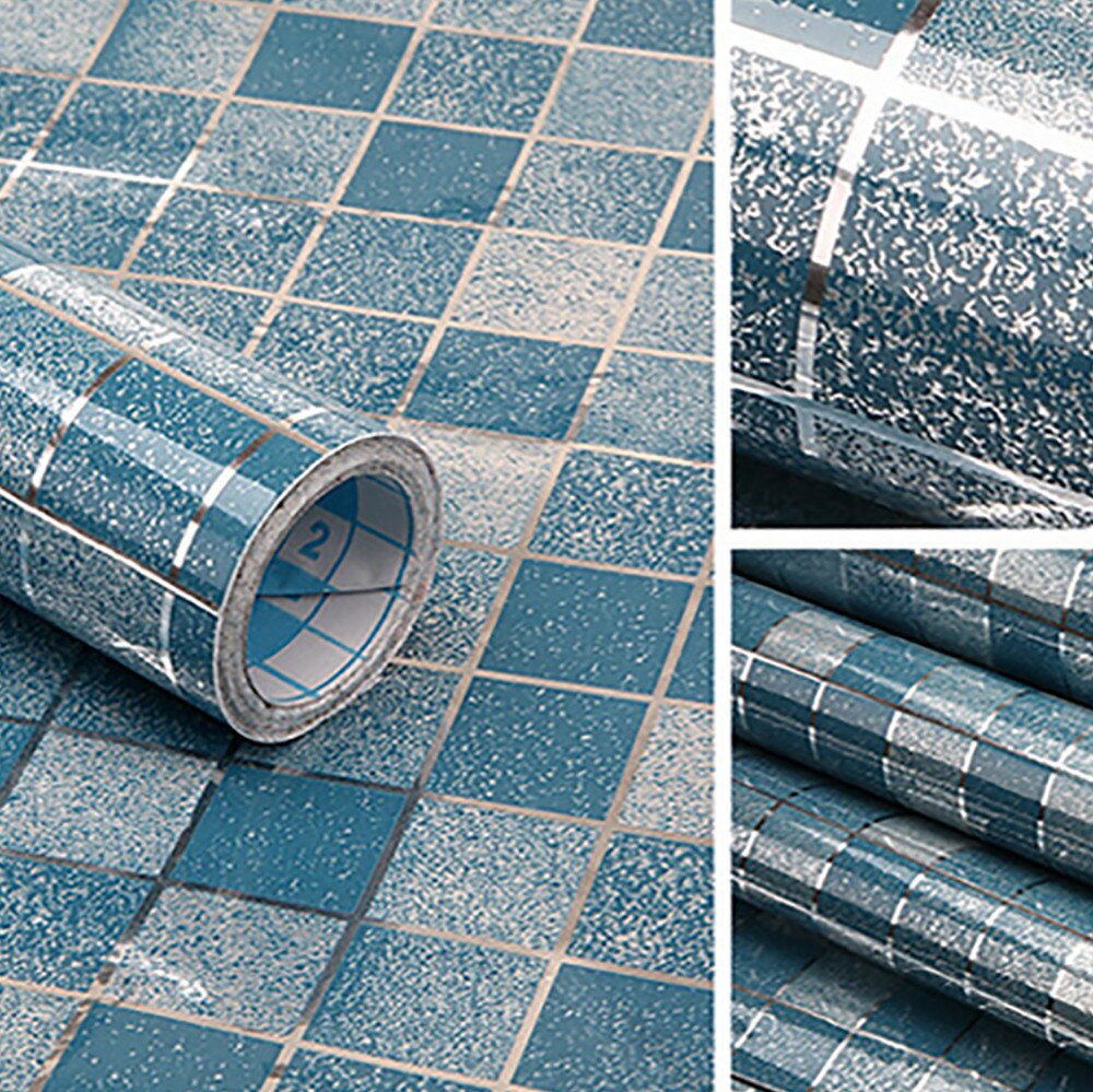 Bathroom Self-adhesive Wall Stickers Kitchen Waterproof Mosaic Tile Sticker Decoration PVC Contact Paper Wallpaper For Cupboard