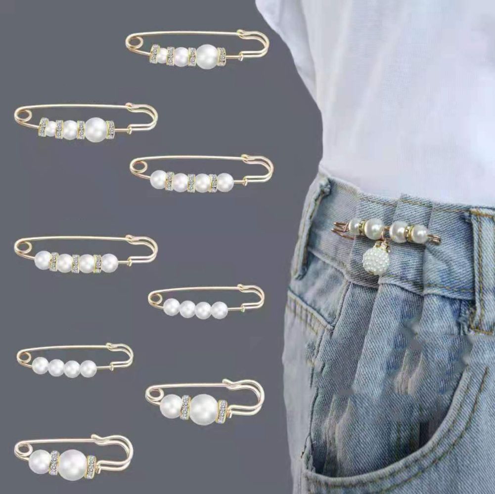 Alfileres joyería cintura hebilla fija accesorios de mujer vestido chal Clips pretina Pin ropa broches conjunto cintura Pin broche: Marfíl