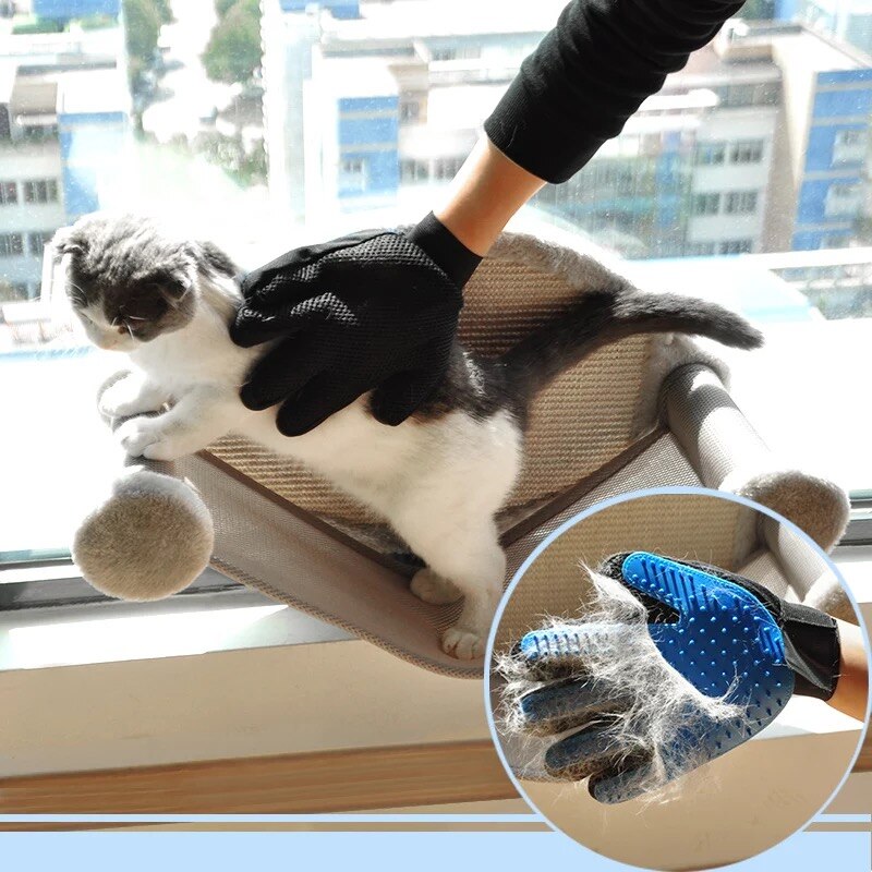 Guanto per animali domestici guanto per toelettatura per gatti spazzola per despargimento pulizia efficace dei capelli guanti per massaggi per animali domestici spazzola per la rimozione dei capelli pulita per il bagno