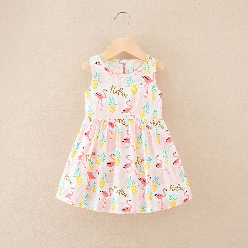 Abito da ragazza in cotone estivo Abbigliamento per bambini Ragazze Bambini Abiti a fiori Senza maniche Principessa Party Outfit Abbigliamento per bambini: Oro / 3T