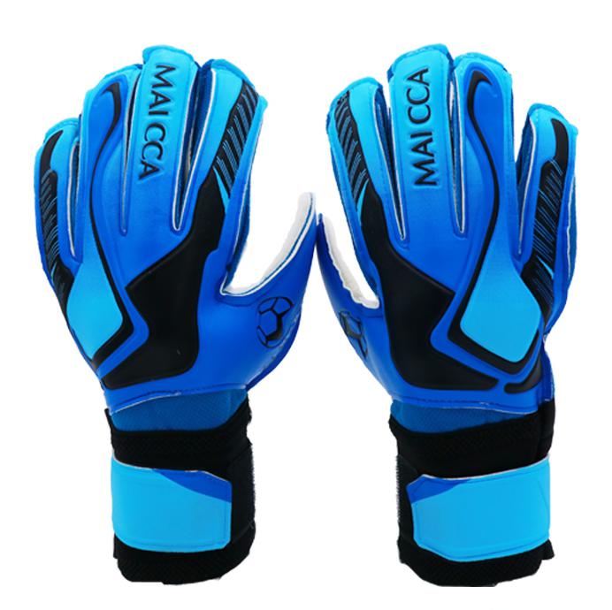 Newest Kids Football Gloves Latex Goalkeeper Gloves Soccer Goal Keeper Kit Goalie Training Gloves With Fingersaves Protection: Blue black / Size 6