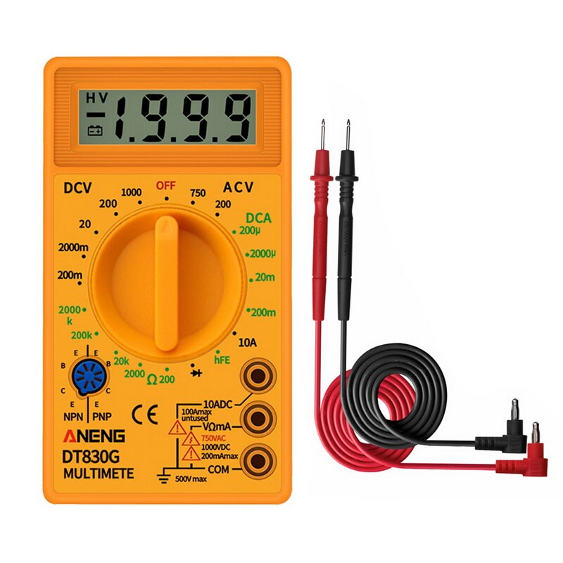 Handhållen digital ampere klämmätare strömmätare strömklämma tång voltmeter amperemätare multimeter precision mätningstestare: Dt830b gula