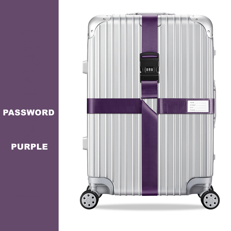 Anti-theft Luggage Buckle Cross Strap Password Adjustable Bundling Packing Baggage Belt Suitcase Trunk Belts Bag Accessories: Ivory