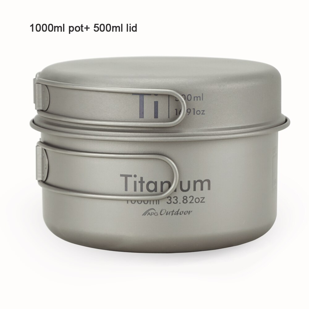 APG newest ultralight titanium pan and outdoor camping titanium pan enhancing the body resistance: 1000ml