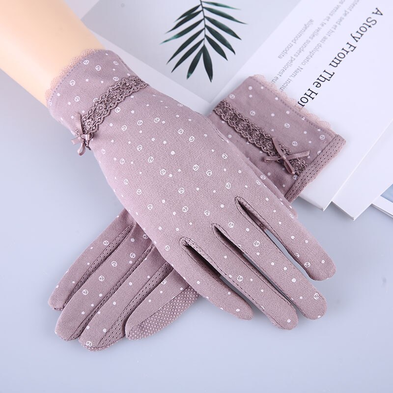 2022 Mode Bloemen Vrouwen Zomer Rijden Handschoenen Antislip Blok Uv Touch Screen Handschoenen Ademend Katoenen Handschoenen voor Vrouwen