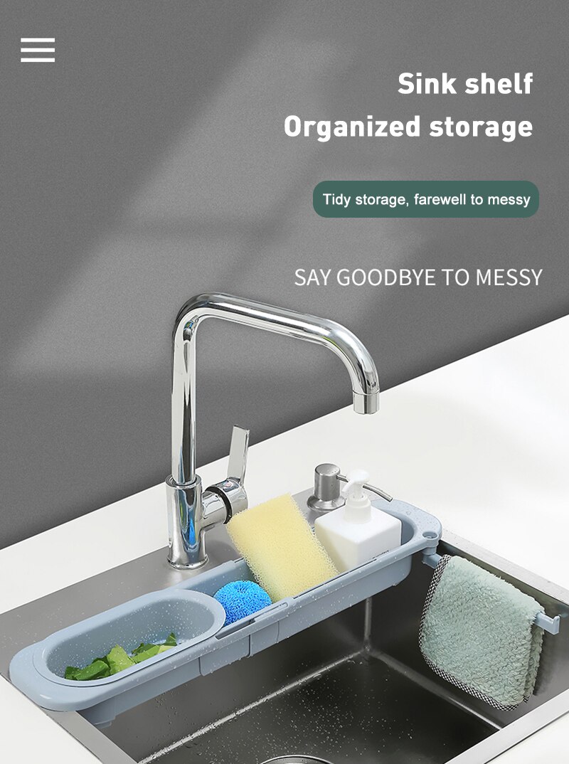 Telescopische Gootsteen Plank Keuken Zeep Spons Gootsteen Rek Wastafels Houder Organizer Sink Opslag Mand Keuken Gadgets