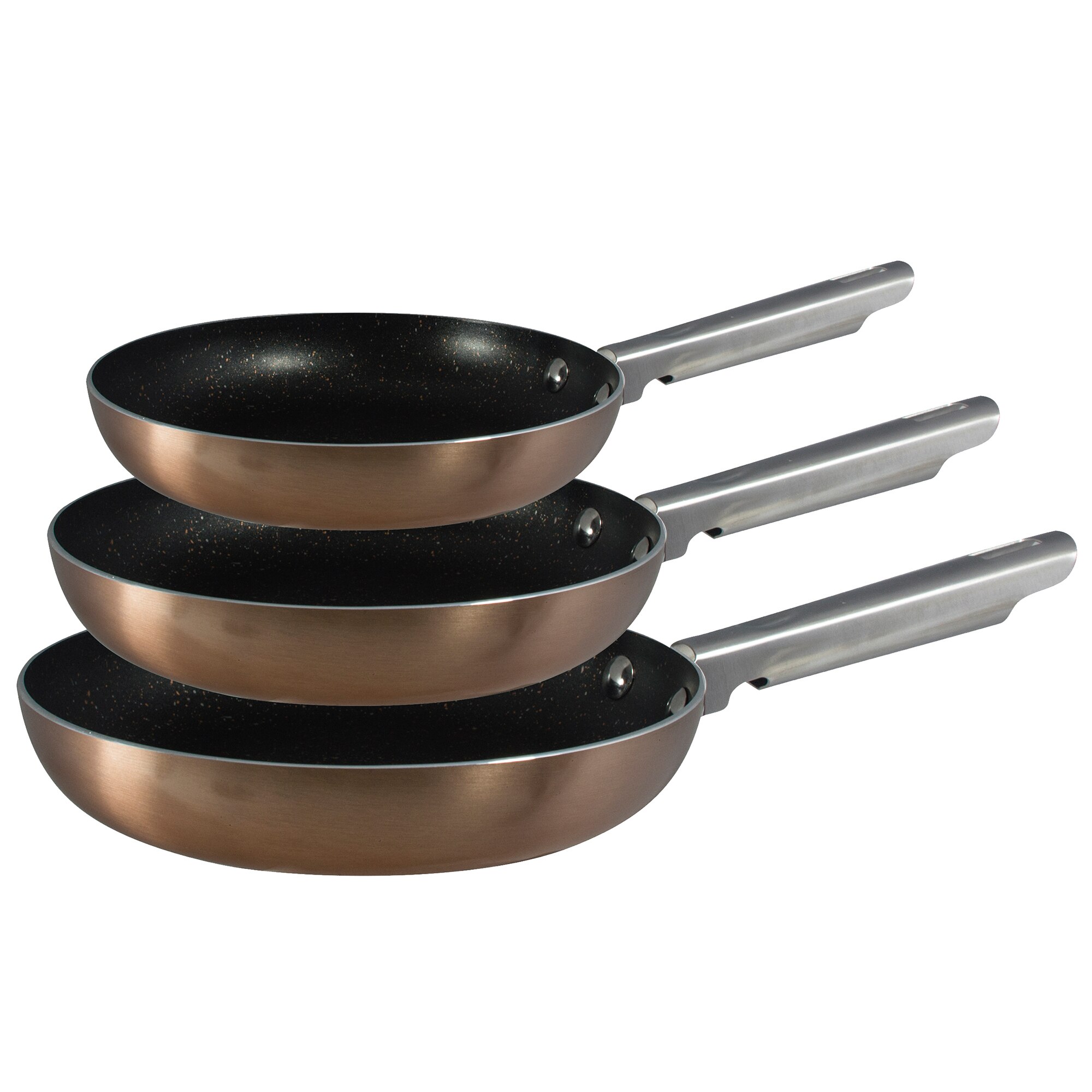 San Ignacio Pannen Set (20,24,28 Cm) in Koperkleurige Geperst Aluminium Met Set Van 4 Keukenmessen In Roestvrij Staal