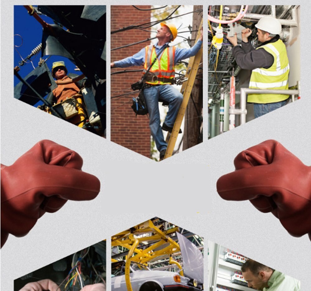 1 Pair Anti-electricity Protect 12kv High Voltage Electrical Insulating Gloves Rubber Electrician Safety Glove 40cm